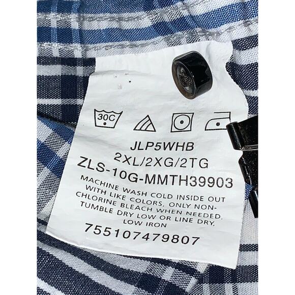 Wrangler Jeans Co Mens 2XL Shirt Blue Black White Plaid Button L S Soft Cotton - Picture 8 of 11